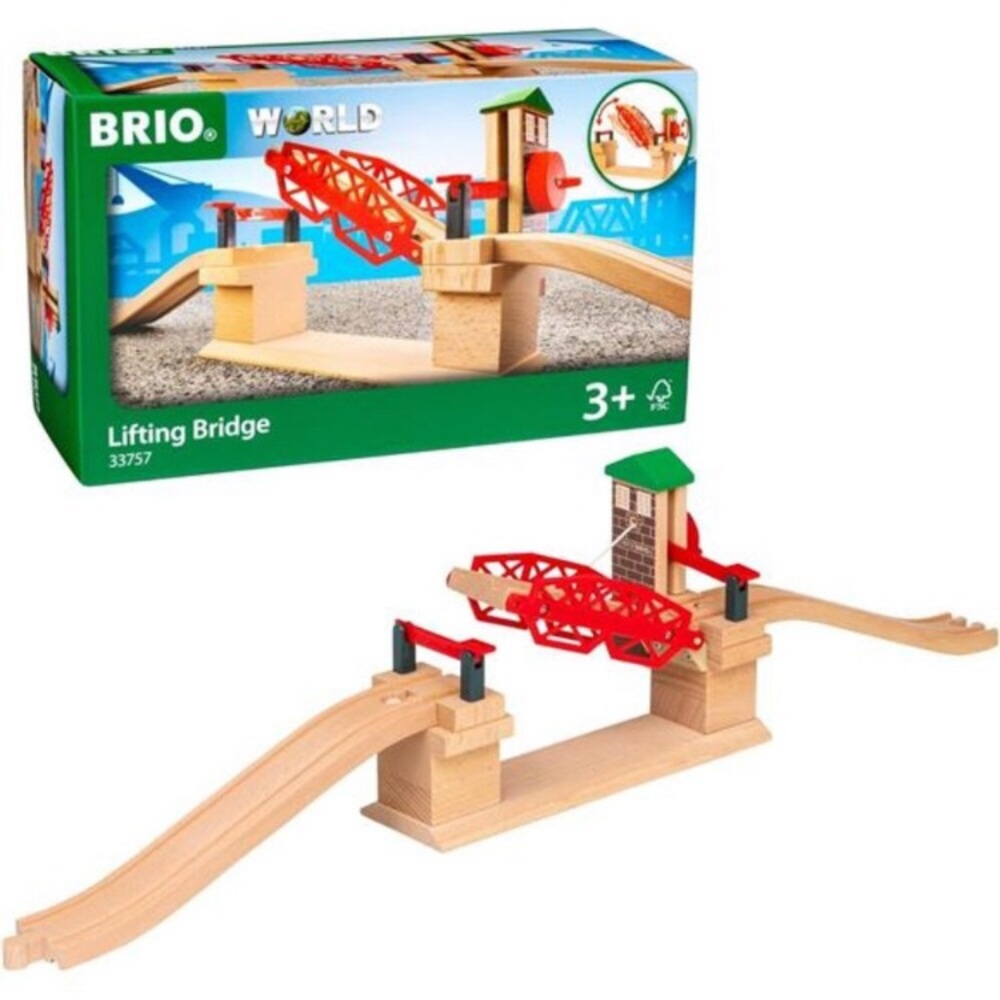 World Lifting Bridge - Moveable Wooden Train Accessory - FSC-Certified